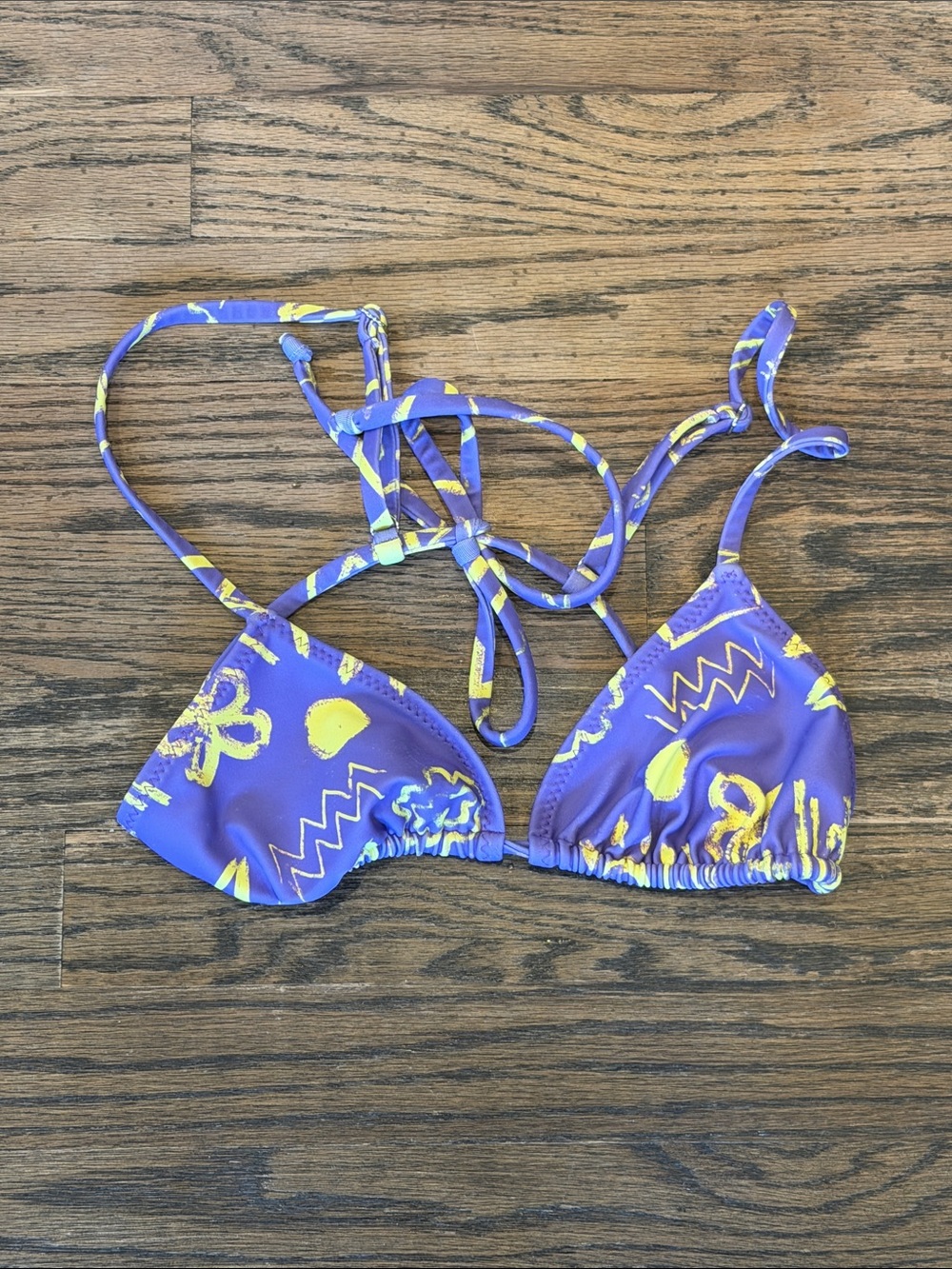 Women's Purple & Yellow Triangle Bikini Top - Brand Unknown